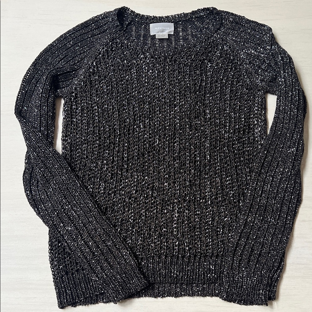 Black, Brown and Metallic Lurex Marled Knit Sweater